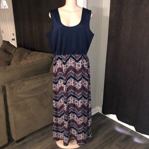 Rue21 plus size Maxi Dress Pattern Long 1x blue woman’s stretch comfort